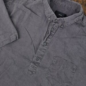 Onia Popover Placket Button Up Shirt Gray Linen Blend Men's‎ Size L
